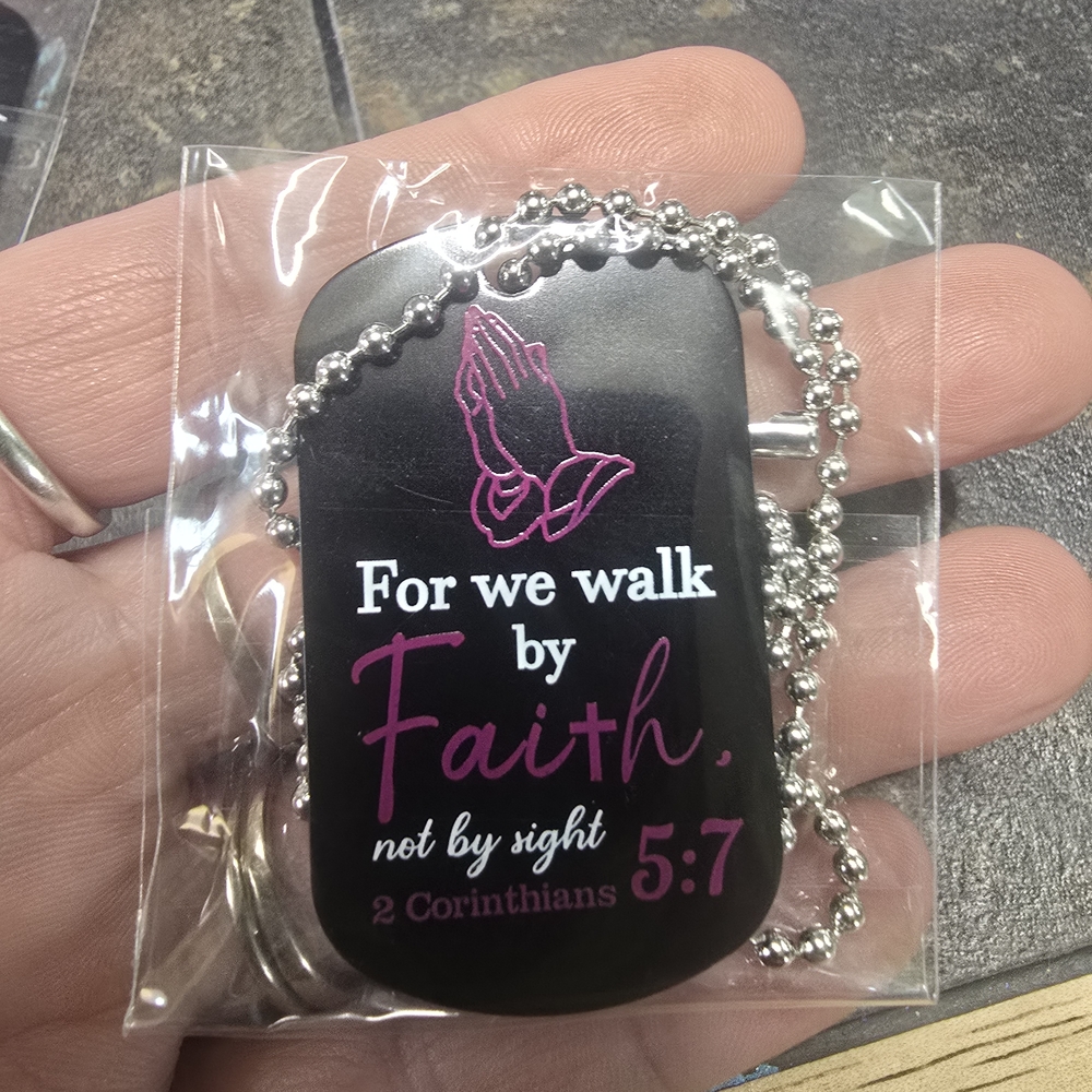 Black and Pink Faith Dog Tag Necklace